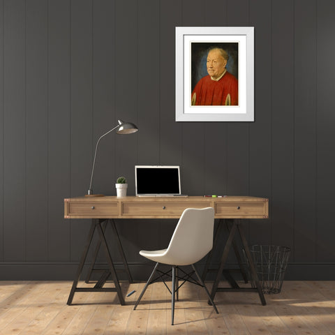 Kardinal Niccolo AlbergatiÂ  White Modern Wood Framed Art Print with Double Matting by van Eyck, Jan