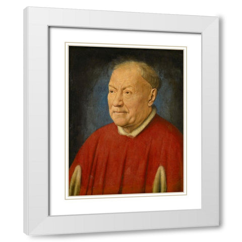 Kardinal Niccolo AlbergatiÂ  White Modern Wood Framed Art Print with Double Matting by van Eyck, Jan