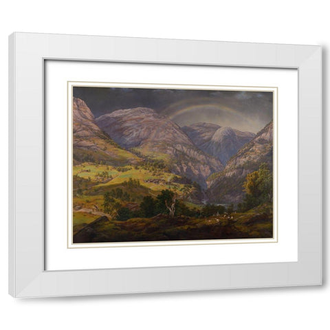 View from Stalheim White Modern Wood Framed Art Print with Double Matting by Dahl, Johan Christian