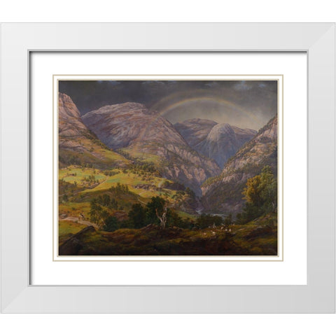 View from Stalheim White Modern Wood Framed Art Print with Double Matting by Dahl, Johan Christian