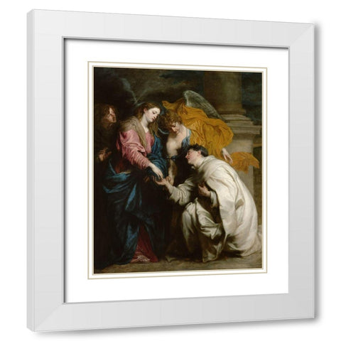 The Vision of the Blessed Hermann Joseph White Modern Wood Framed Art Print with Double Matting by van Dyck, Anton