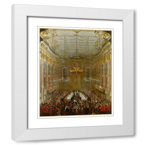 Wedding Supper White Modern Wood Framed Art Print with Double Matting by van Meytens, Martin