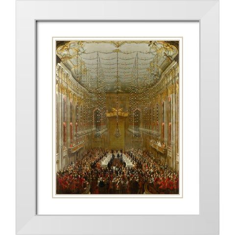 Wedding Supper White Modern Wood Framed Art Print with Double Matting by van Meytens, Martin