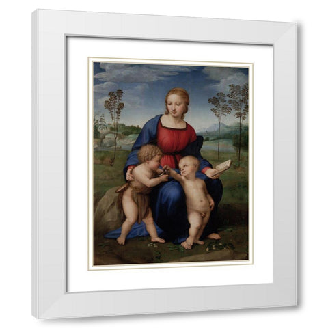 Madonna of the Goldfinch White Modern Wood Framed Art Print with Double Matting by Raphael