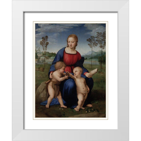 Madonna of the Goldfinch White Modern Wood Framed Art Print with Double Matting by Raphael