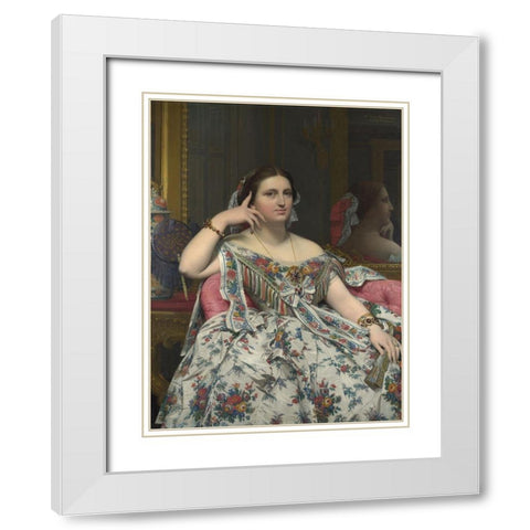 Madame Moitessier White Modern Wood Framed Art Print with Double Matting by Ingres, Dominique