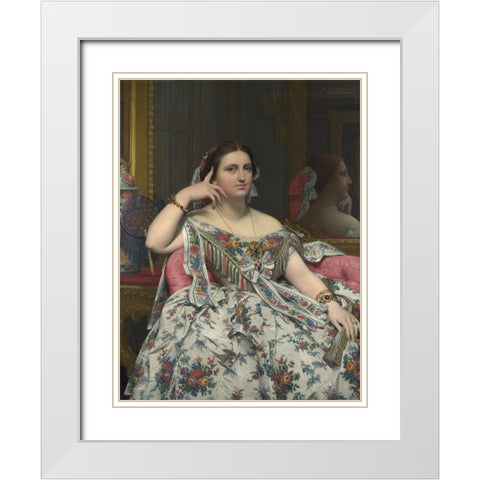 Madame Moitessier White Modern Wood Framed Art Print with Double Matting by Ingres, Dominique