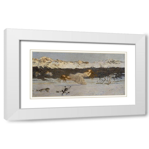 The Punishment of Lust White Modern Wood Framed Art Print with Double Matting by Segantini, Giovanni