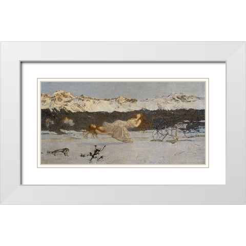 The Punishment of Lust White Modern Wood Framed Art Print with Double Matting by Segantini, Giovanni