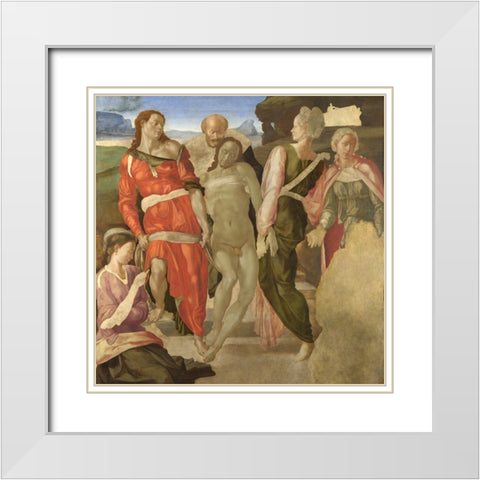 The Entombment White Modern Wood Framed Art Print with Double Matting by Michelangelo