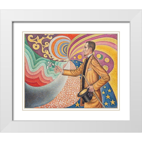 Portrait of M.Â Felix FeneonÂ  White Modern Wood Framed Art Print with Double Matting by Signac, Paul