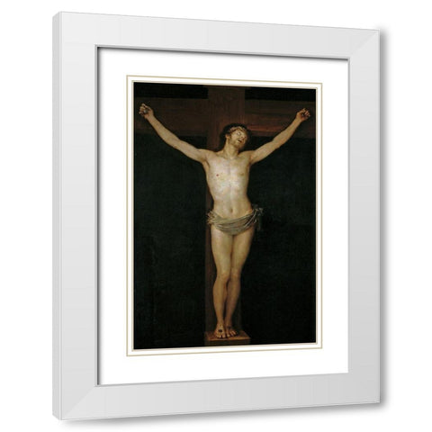 Christ on the Cross White Modern Wood Framed Art Print with Double Matting by Goya, Francisco