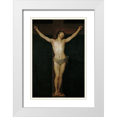 Christ on the Cross White Modern Wood Framed Art Print with Double Matting by Goya, Francisco