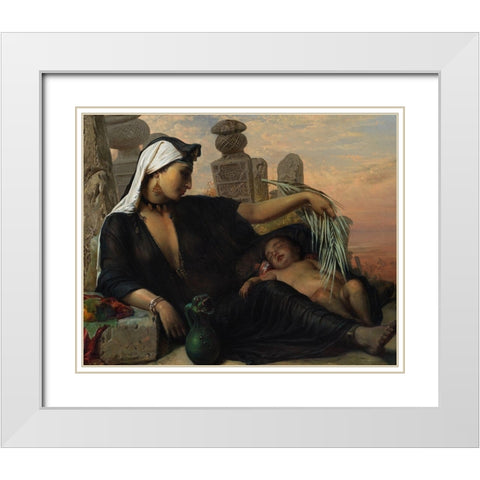 An Egyptian Fellah Woman with her BabyÂ  White Modern Wood Framed Art Print with Double Matting by Jerichau-Baumann, Elisabeth