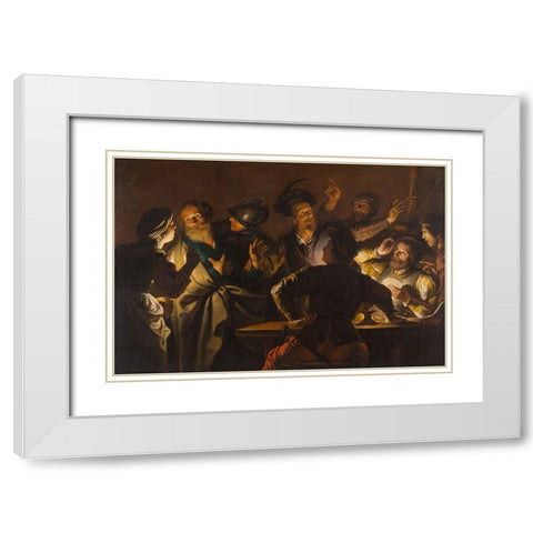 The Denial of St. Peter White Modern Wood Framed Art Print with Double Matting by Seghers, Gerard