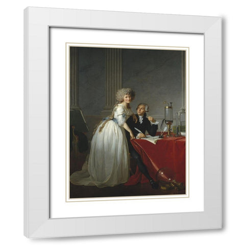 Portrait ofÂ Monsieur de LavoisierÂ and his Wife White Modern Wood Framed Art Print with Double Matting by David, Jacques-Louis