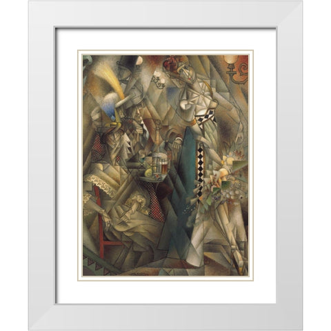 Dancer in a Cafe White Modern Wood Framed Art Print with Double Matting by Metzinger, Jean