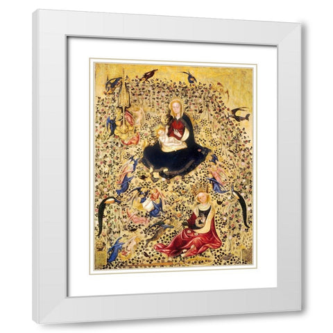 Madonna of the Rose Garden White Modern Wood Framed Art Print with Double Matting by Unknown