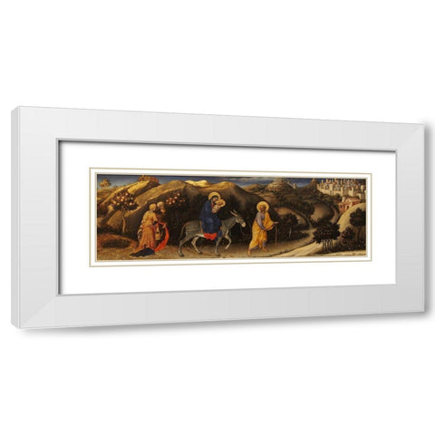 Flyght in Egypt, at Adoration of the Magi White Modern Wood Framed Art Print with Double Matting by da Fabriano, Gentile