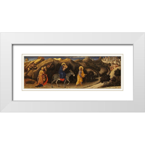 Flyght in Egypt, at Adoration of the Magi White Modern Wood Framed Art Print with Double Matting by da Fabriano, Gentile