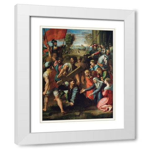 Christ Falling on the Way to Calvary White Modern Wood Framed Art Print with Double Matting by Raphael