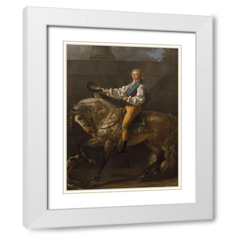 Portrait of Count Stanislas Potocki White Modern Wood Framed Art Print with Double Matting by David, Jacques-Louis