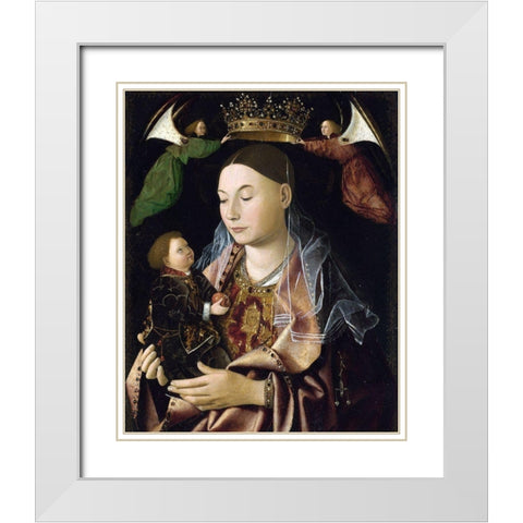 Salting Madonna White Modern Wood Framed Art Print with Double Matting by da Messina, Antonello
