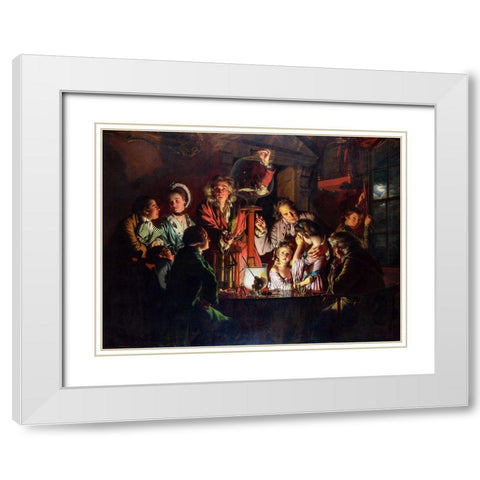 An Experiment on a Bird in the Air Pump White Modern Wood Framed Art Print with Double Matting by Wright, Joseph