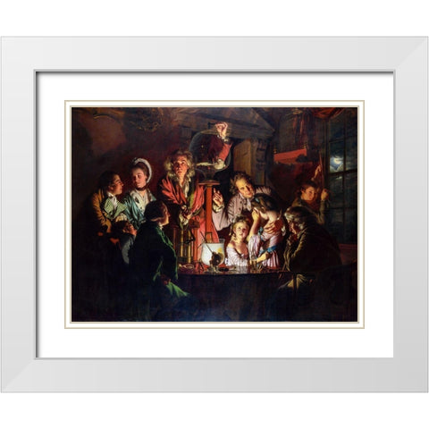 An Experiment on a Bird in the Air Pump White Modern Wood Framed Art Print with Double Matting by Wright, Joseph
