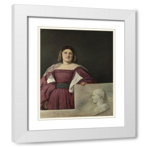 La Schiavona White Modern Wood Framed Art Print with Double Matting by Titian