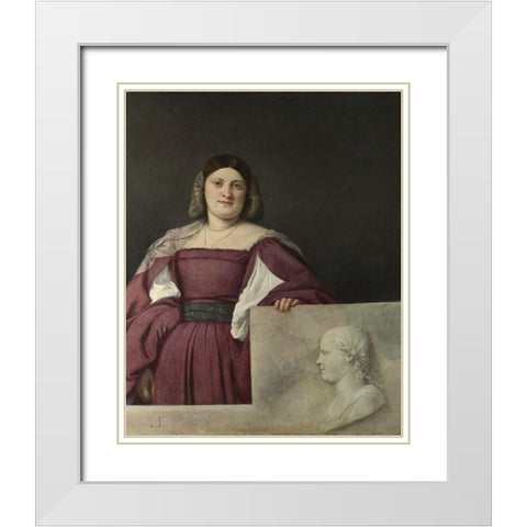 La Schiavona White Modern Wood Framed Art Print with Double Matting by Titian