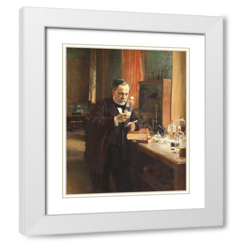 Louis Pasteur White Modern Wood Framed Art Print with Double Matting by Edelfelt, Albert