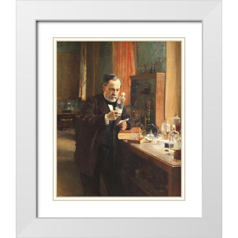 Louis Pasteur White Modern Wood Framed Art Print with Double Matting by Edelfelt, Albert