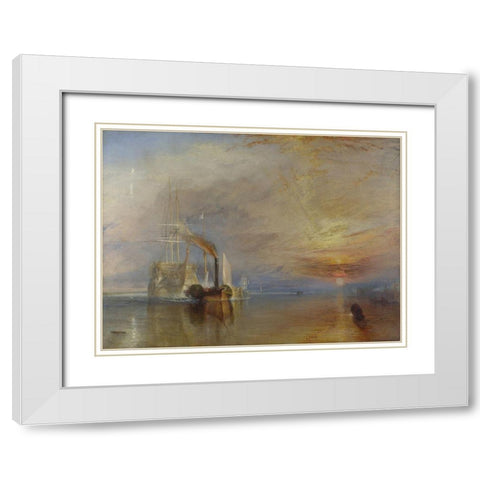 The Fighting Temeraire tugged to her last berth to be broken up White Modern Wood Framed Art Print with Double Matting by Turner, JMW