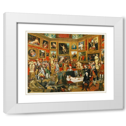 Tribuna of the Uffizi White Modern Wood Framed Art Print with Double Matting by Zoffany, Johan