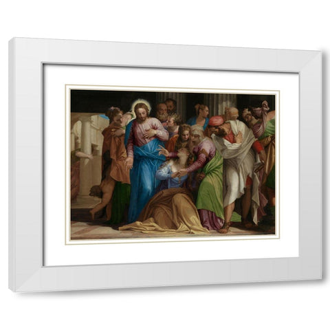 The Conversion of Mary Magdalene White Modern Wood Framed Art Print with Double Matting by Veronese, Paolo