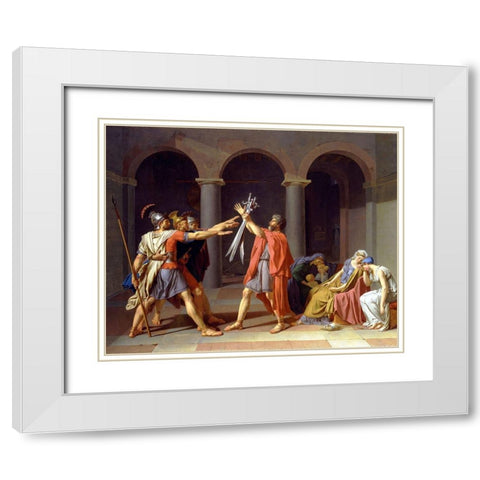 Oath of the Horatii White Modern Wood Framed Art Print with Double Matting by David, Jacques-Louis
