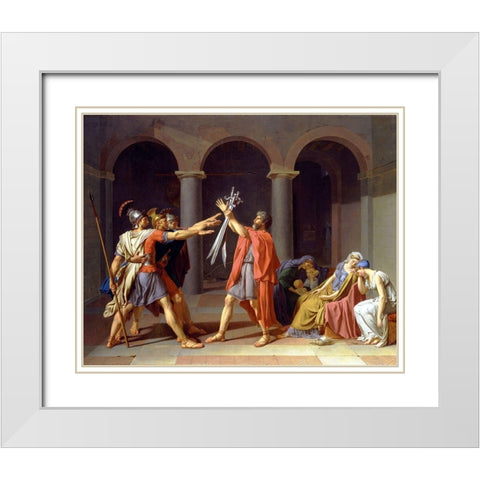 Oath of the Horatii White Modern Wood Framed Art Print with Double Matting by David, Jacques-Louis