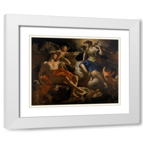 Diana and Endymion White Modern Wood Framed Art Print with Double Matting by Solimena, Francesco