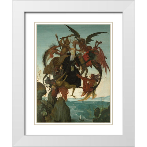The Torment of Saint Anthony White Modern Wood Framed Art Print with Double Matting by Michelangelo