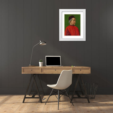 Portrait of a Man White Modern Wood Framed Art Print with Double Matting by Ghirlandaio, Domenico
