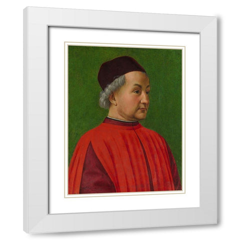 Portrait of a Man White Modern Wood Framed Art Print with Double Matting by Ghirlandaio, Domenico