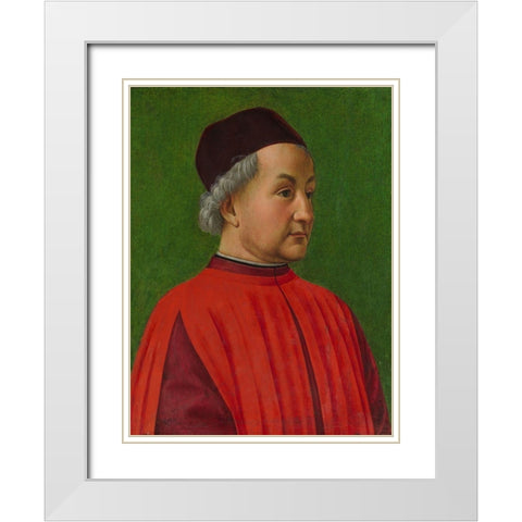 Portrait of a Man White Modern Wood Framed Art Print with Double Matting by Ghirlandaio, Domenico