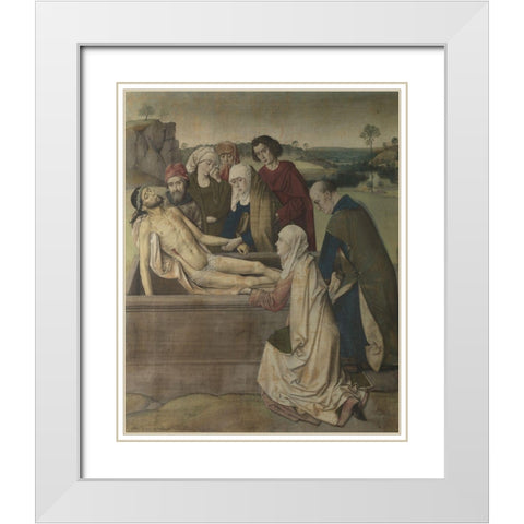The Entombment White Modern Wood Framed Art Print with Double Matting by Bouts, Dieric
