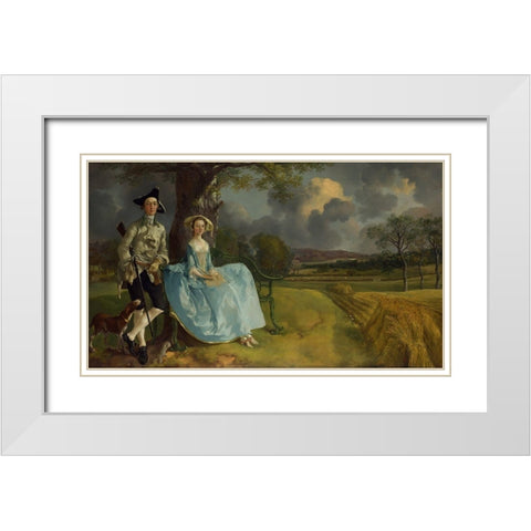 Mr and Mrs Andrews White Modern Wood Framed Art Print with Double Matting by Gainsborough, Thomas