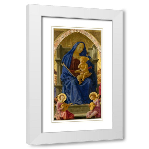 Madonna and Child with Angels White Modern Wood Framed Art Print with Double Matting by Masaccio