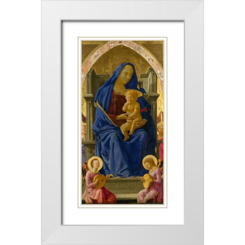 Madonna and Child with Angels White Modern Wood Framed Art Print with Double Matting by Masaccio