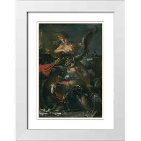 Allegory of Fortune White Modern Wood Framed Art Print with Double Matting by Rosa, Salvator