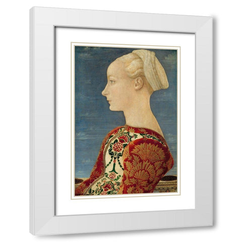 Profile Portrait of a Young Lady White Modern Wood Framed Art Print with Double Matting by del Pollaiolo, Piero