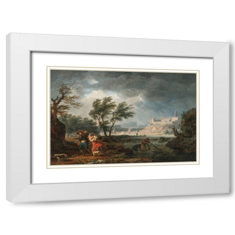 Four Times of the Day, Midday White Modern Wood Framed Art Print with Double Matting by Vernet, Claude Joseph